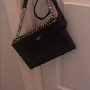 Guess Black Logo Embossed Chain Strap Crossbody